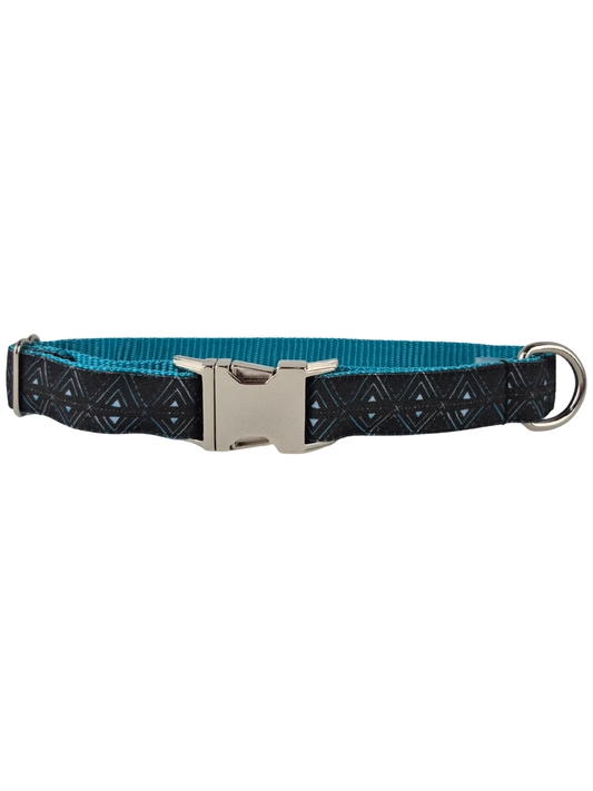 Teal & Black Geometric Dog Collar