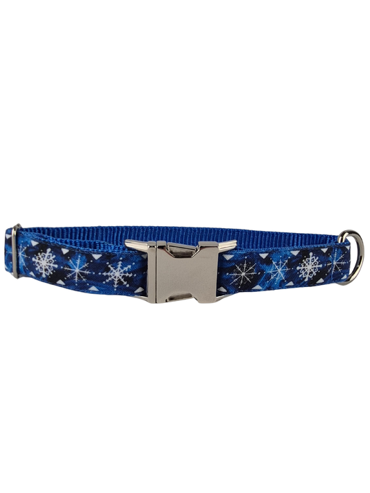 Blue Snowflakes Dog Collar