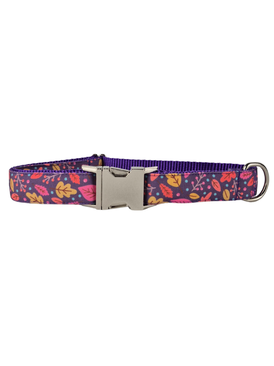 Purple Leaves Dog Collar