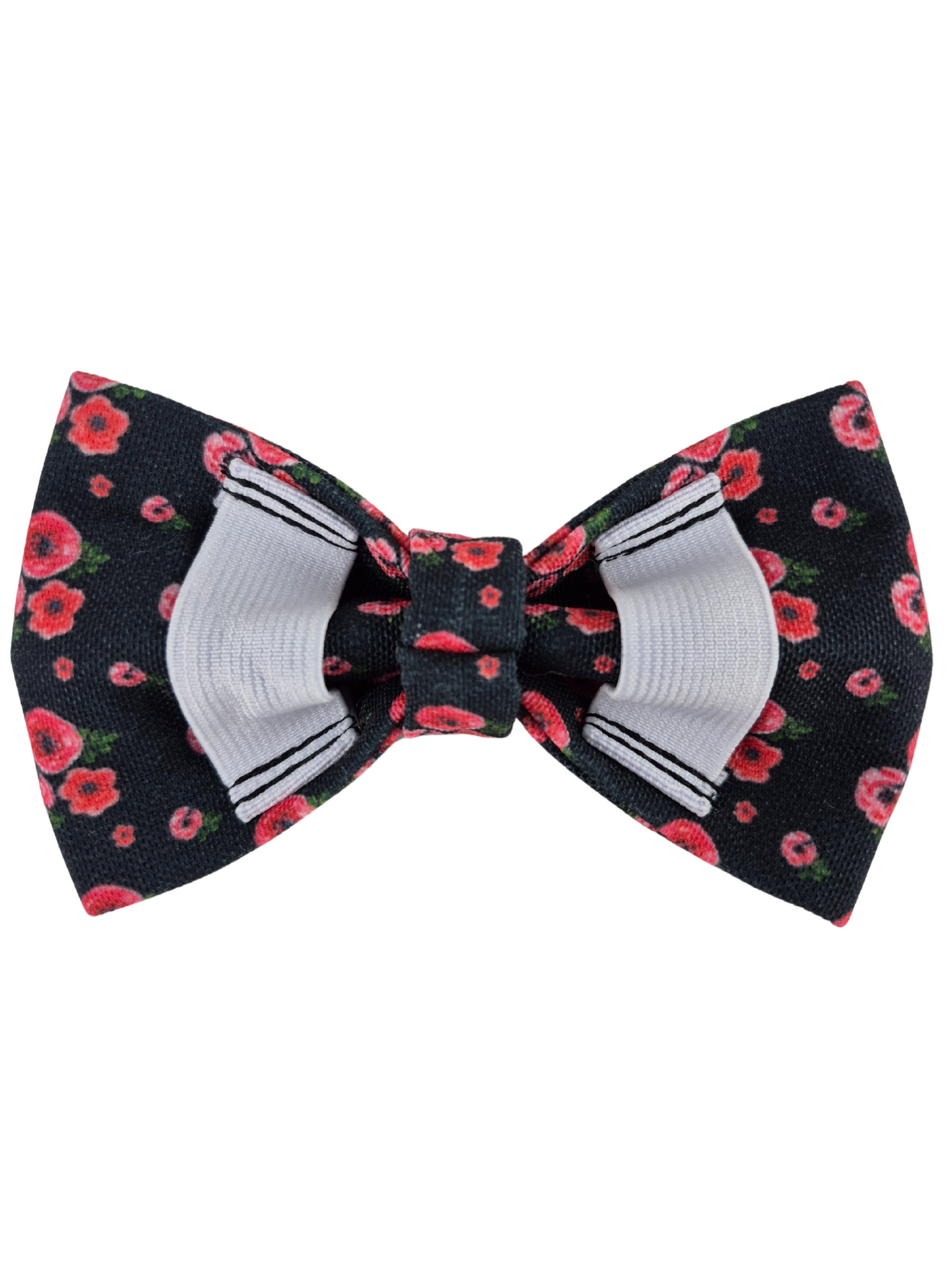 Poppies on Black Over-the-collar Dog Bow