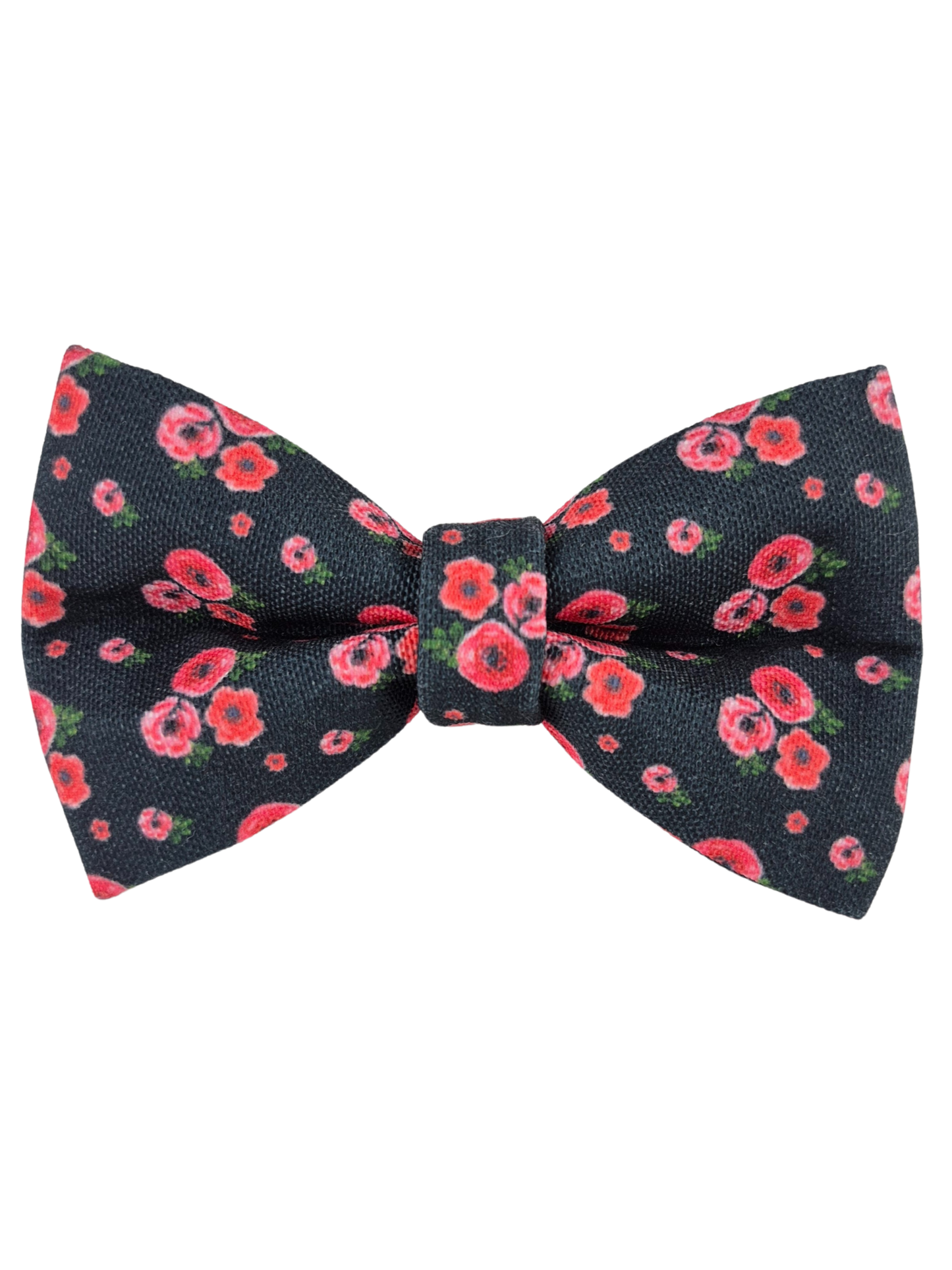 Poppies on Black Over-the-collar Dog Bow