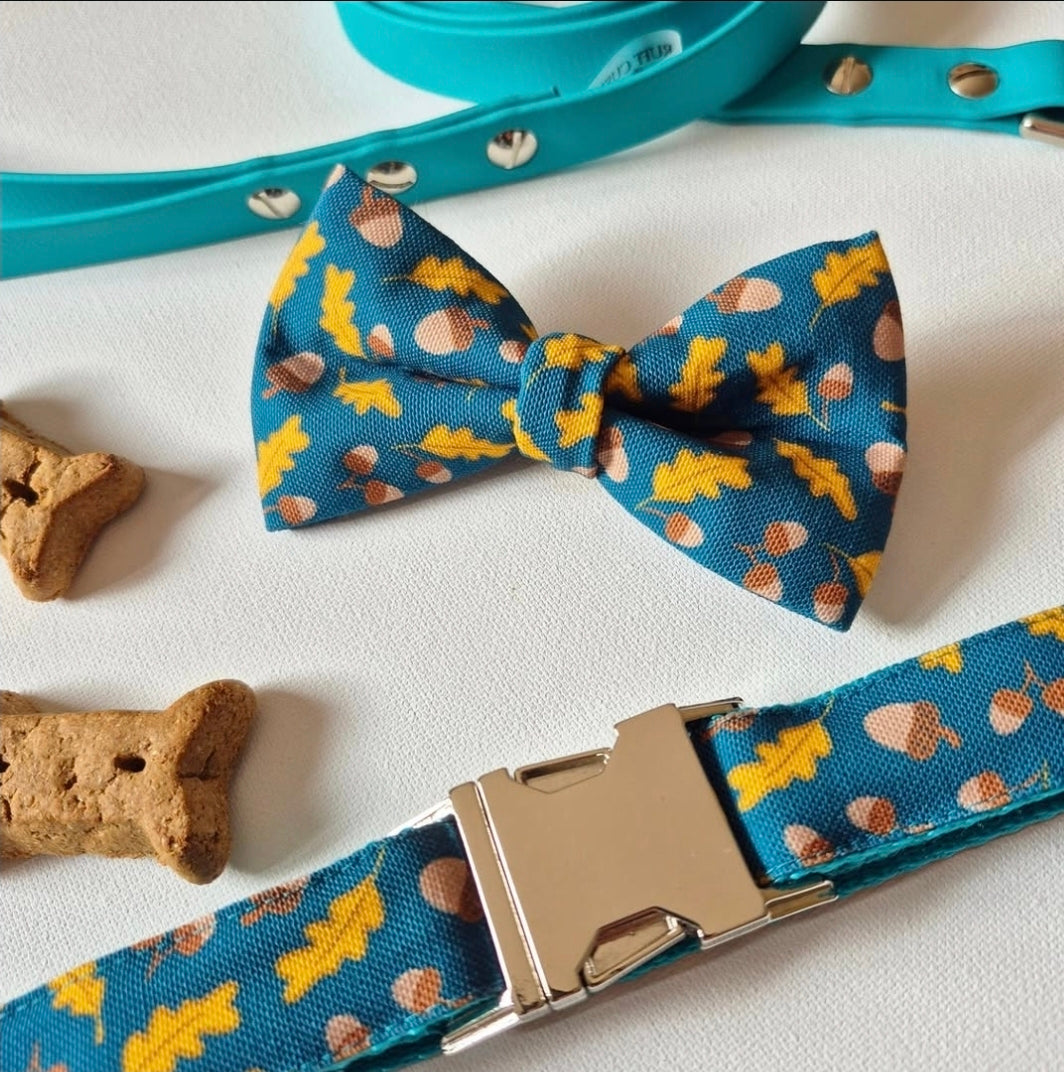 Golden Leaves & Acorns Over-the-collar Bow