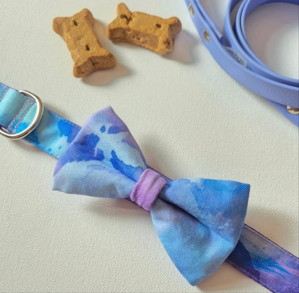 Purple & Blue Watercolor Over-the-collar Bow
