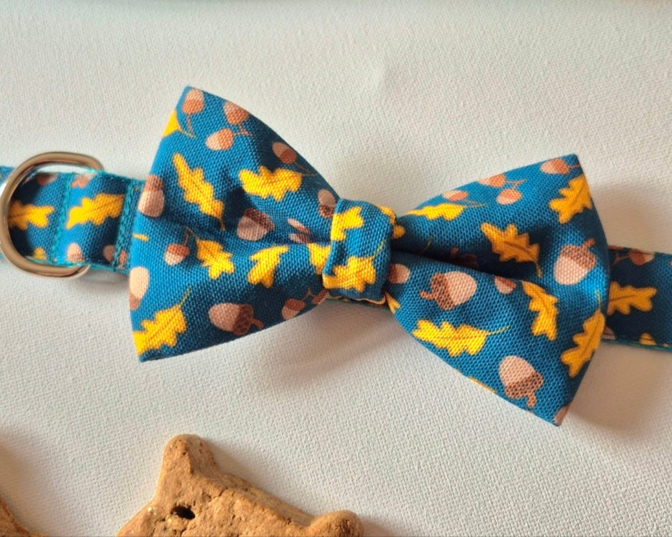 Golden Leaves & Acorns Over-the-collar Bow