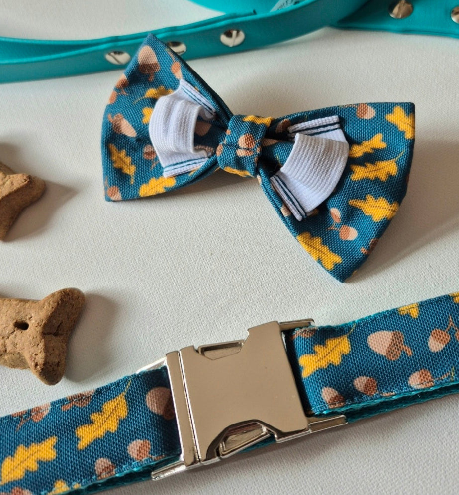 Golden Leaves & Acorns Over-the-collar Bow