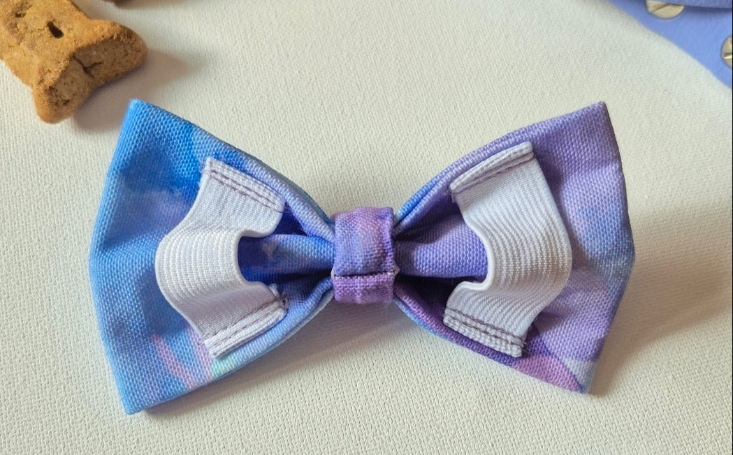Purple & Blue Watercolor Over-the-collar Bow