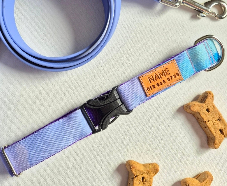 Purple Watercolor Dog Collar
