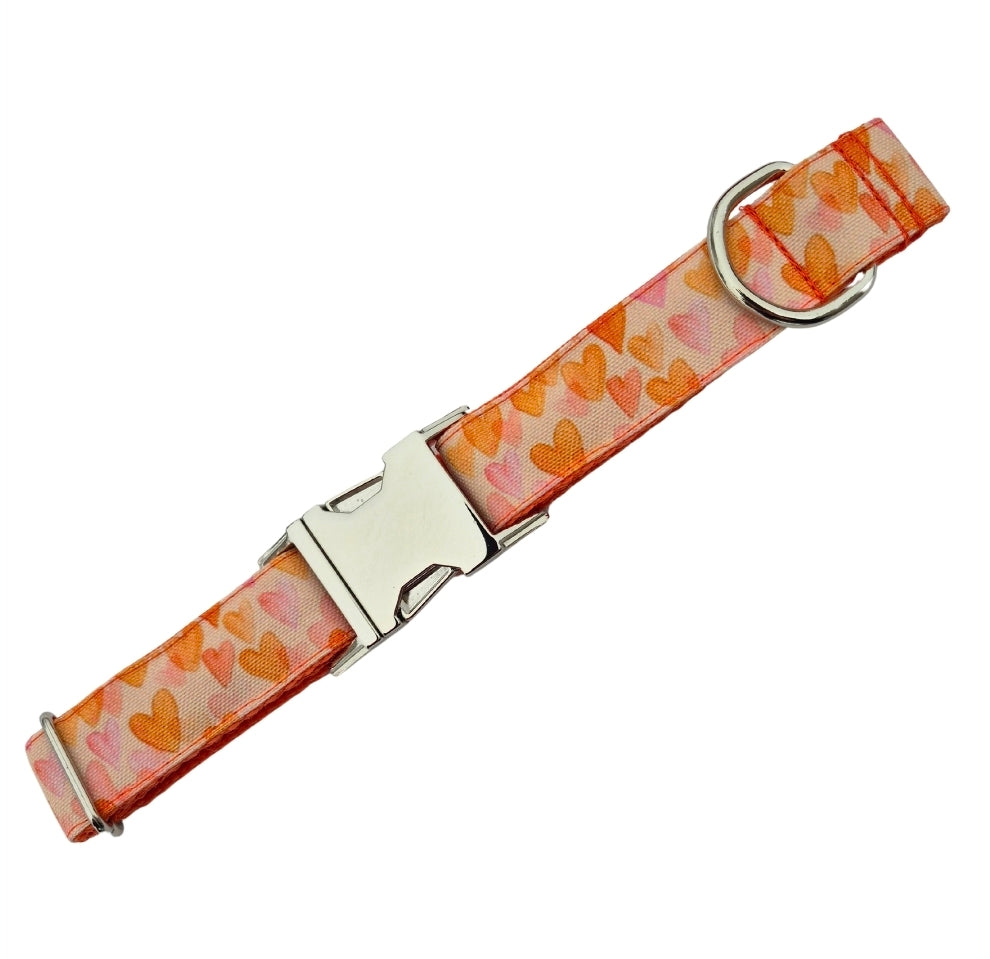 Orange Hearts Dog Collar