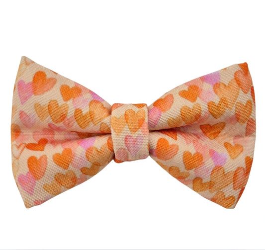 Orange Hearts Over-the-collar Dog Bow