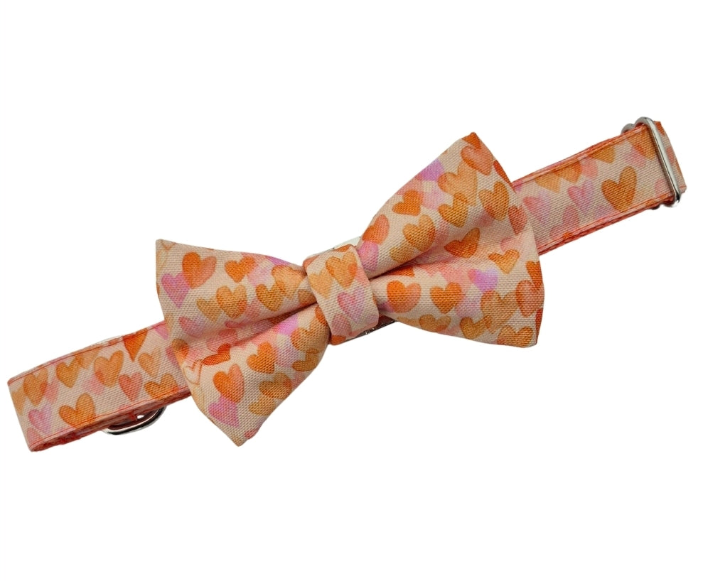 Orange Hearts Over-the-collar Dog Bow