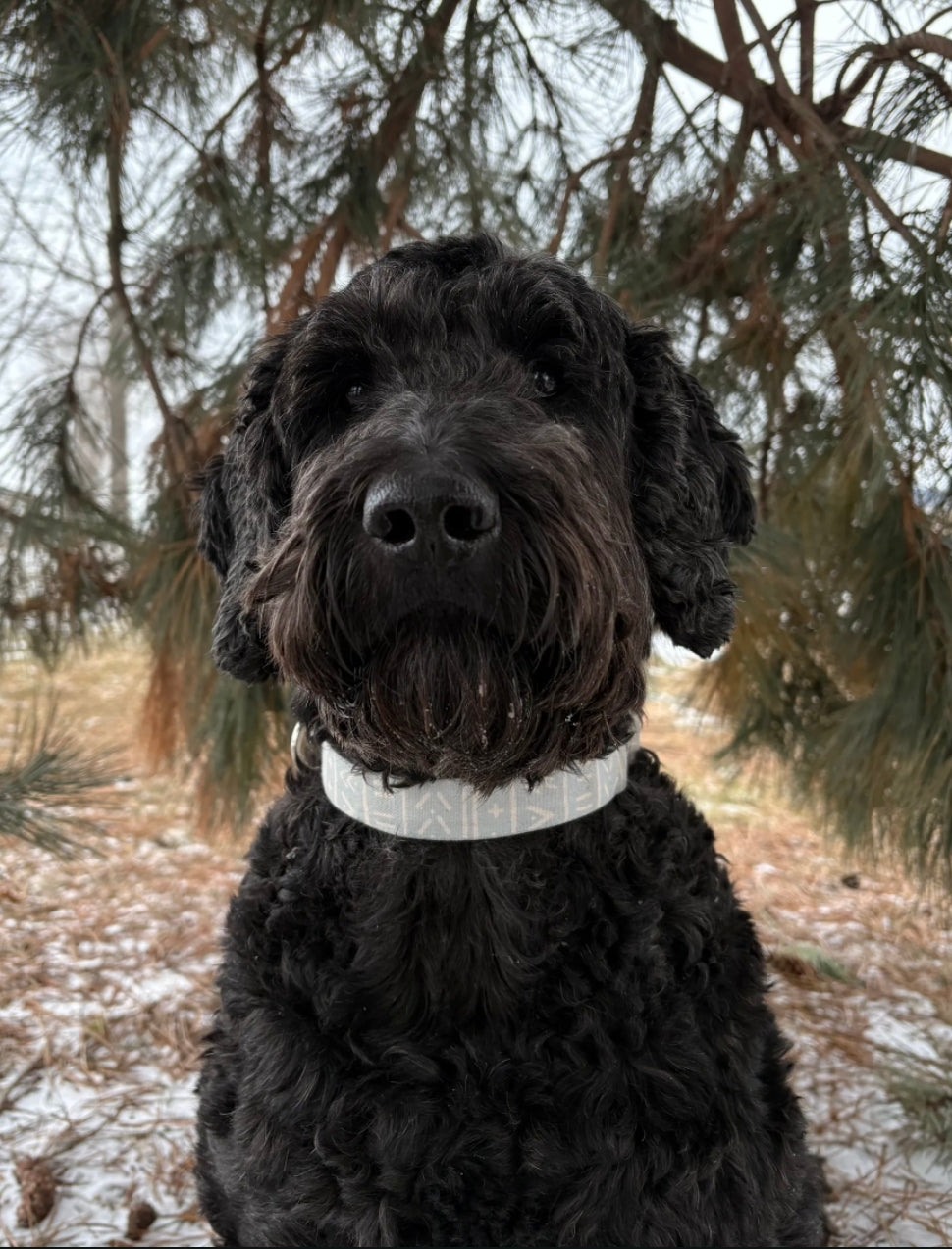 Blue Grey Mudcloth Dog Collar