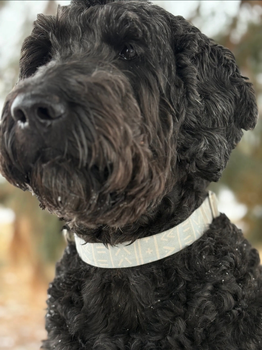 Blue Grey Mudcloth Dog Collar