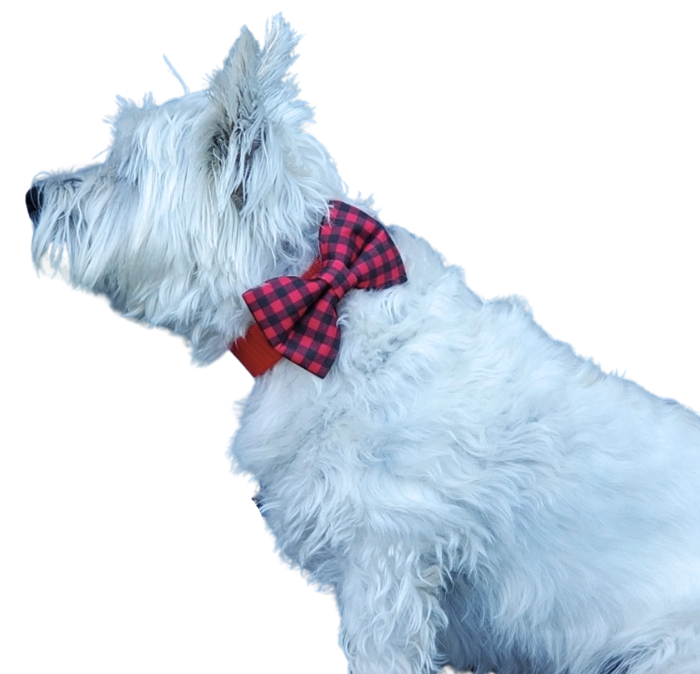 Red & Black Buffalo Plaid Over-the-collar Bowtie