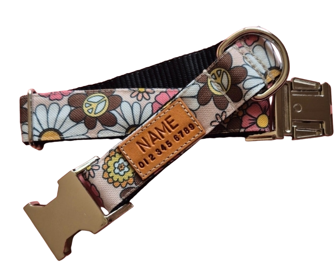 Retro Floral Dog Collar