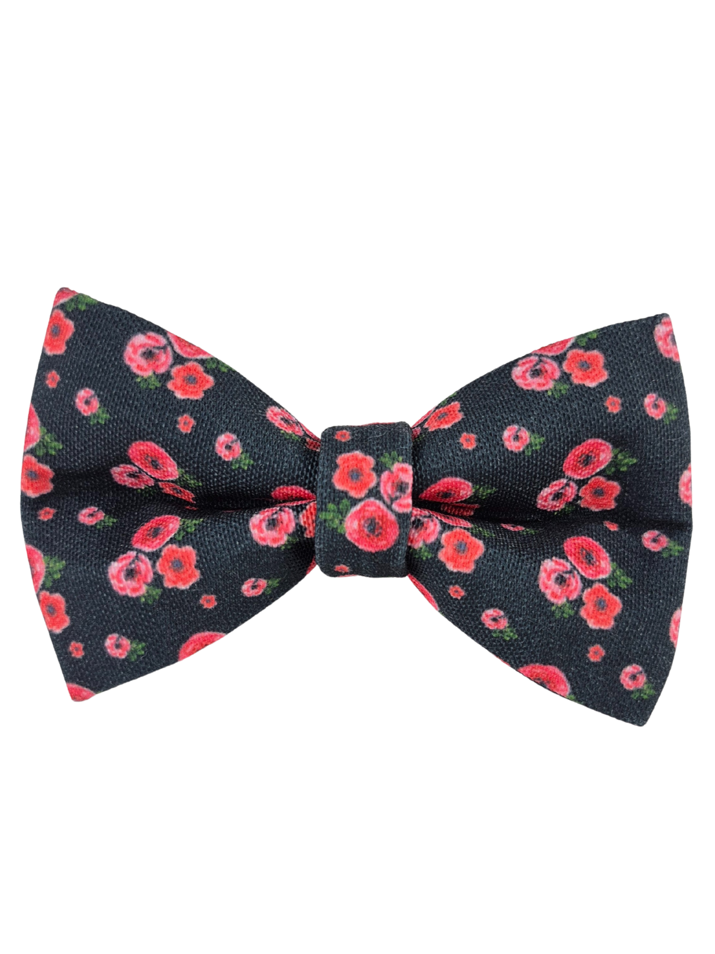 Poppies on Black Over-the-collar Dog Bow