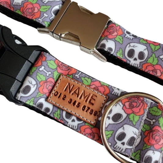 Skulls & Roses Dog Collar