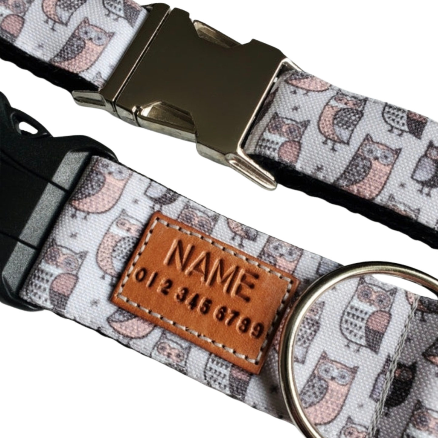 Gray Owls Dog Collar