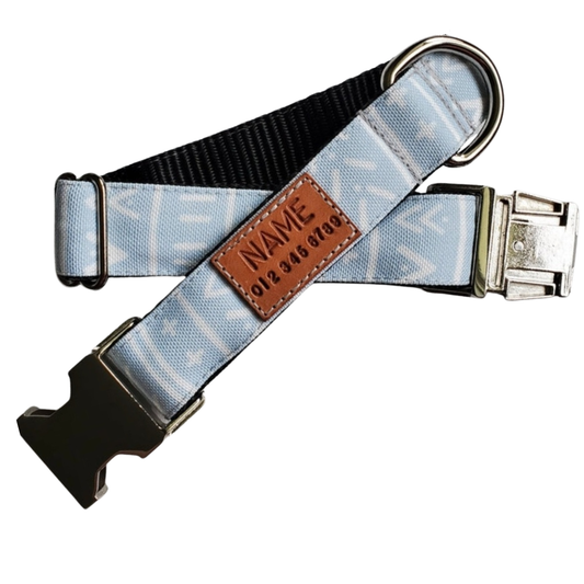 Blue Grey Mudcloth Dog Collar
