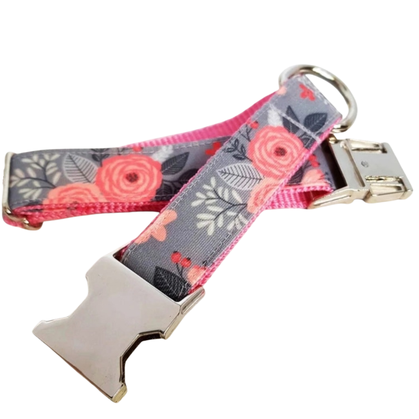 Grey Floral Dog Collar