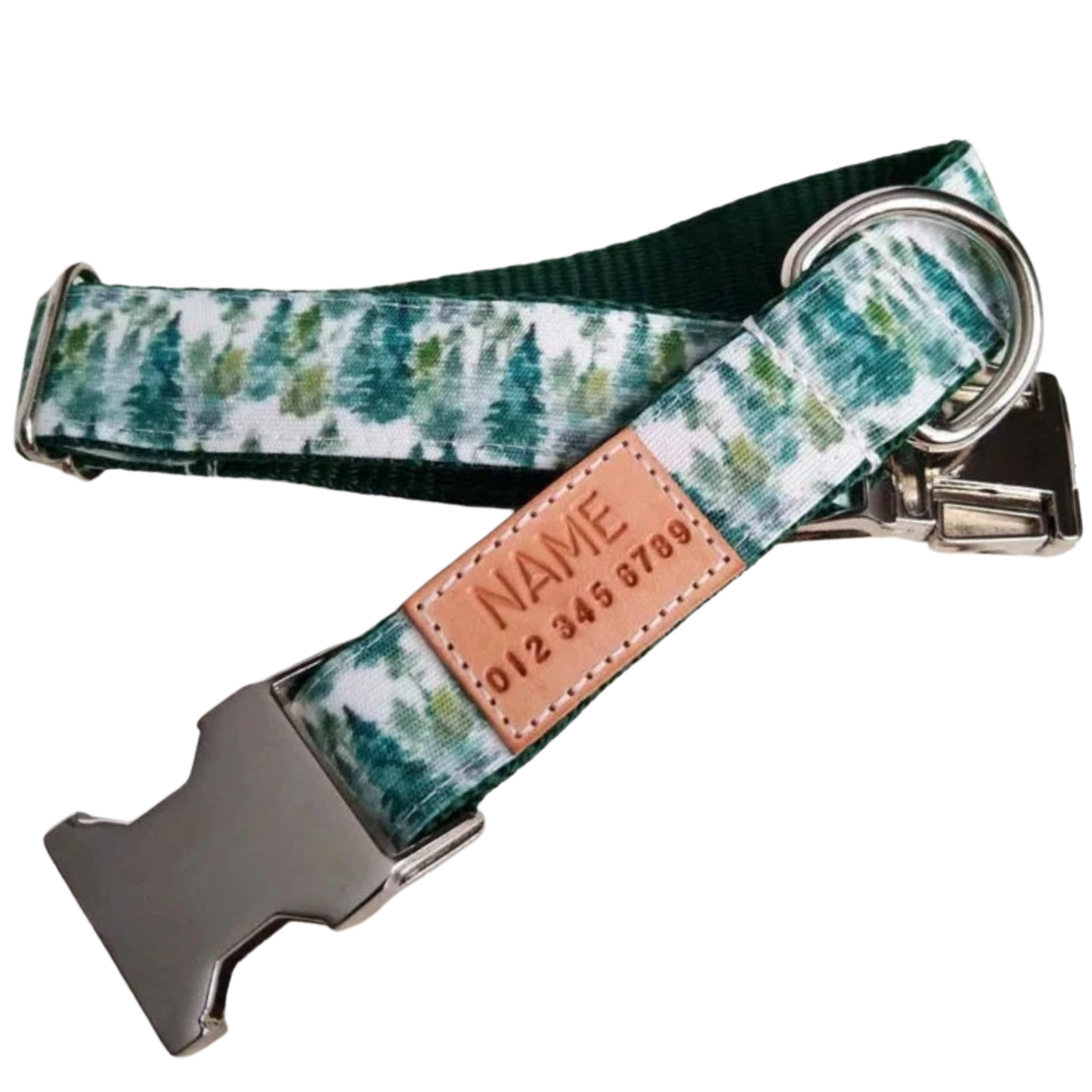 Watercolor Trees Dog Collar