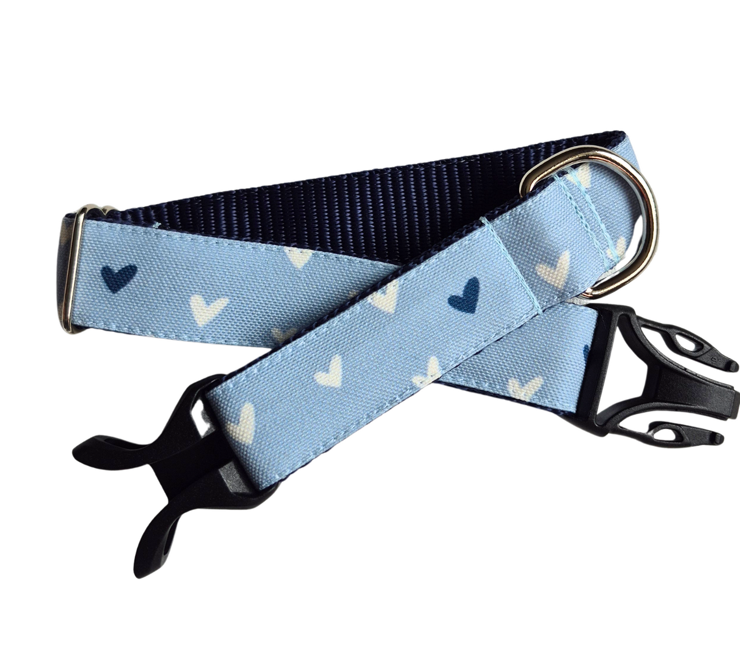 Hearts on Light Blue Dog Collar