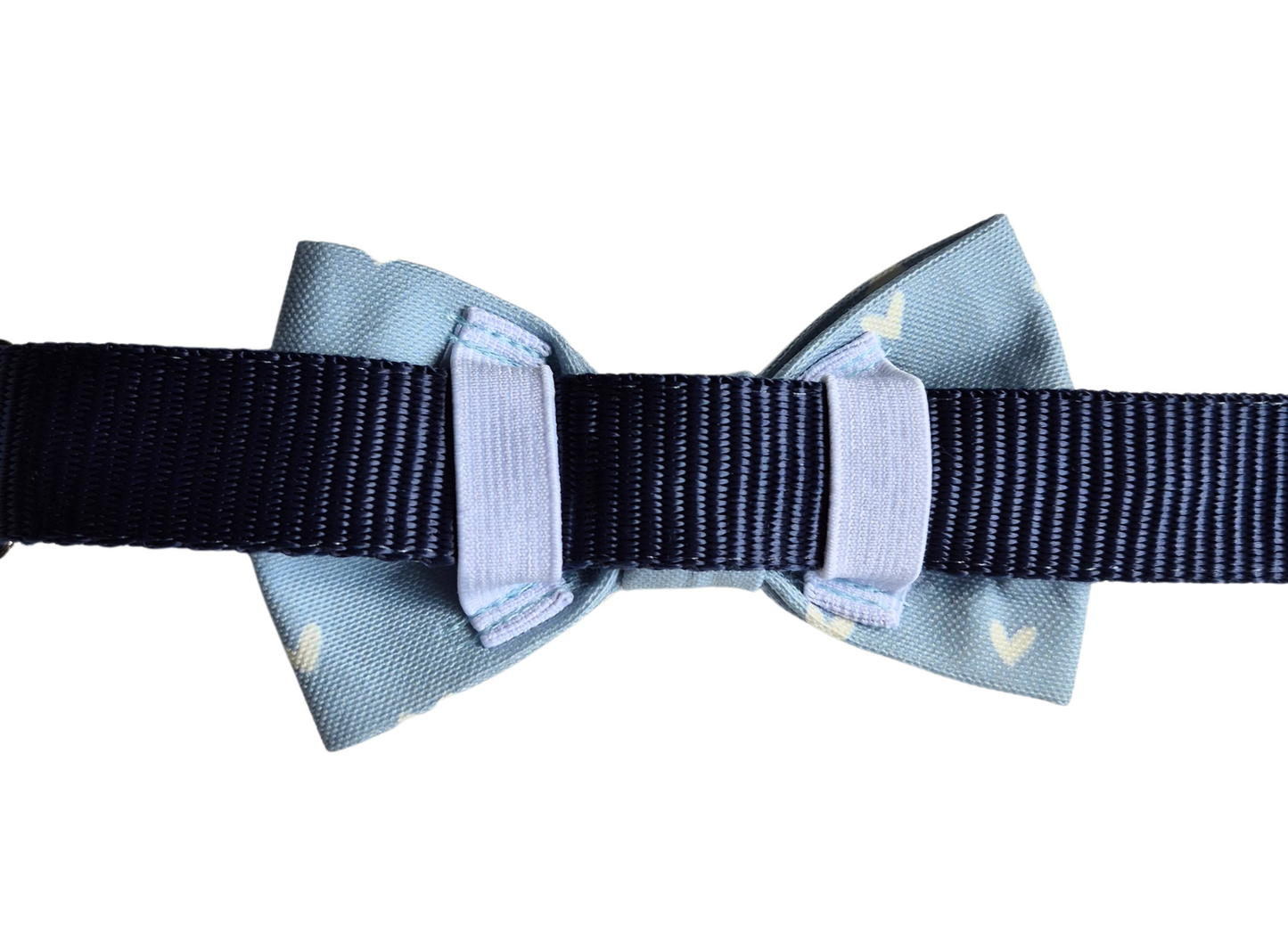 Hearts on Light Blue Over-the-collar Bow
