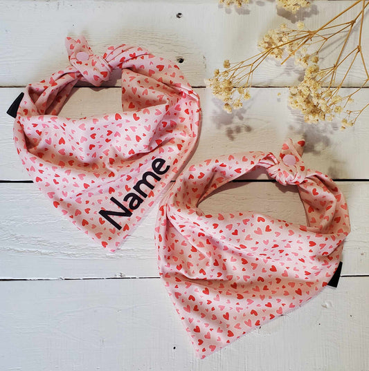 Pink Hearts Dog Bandana - wrinkle & stain resistant