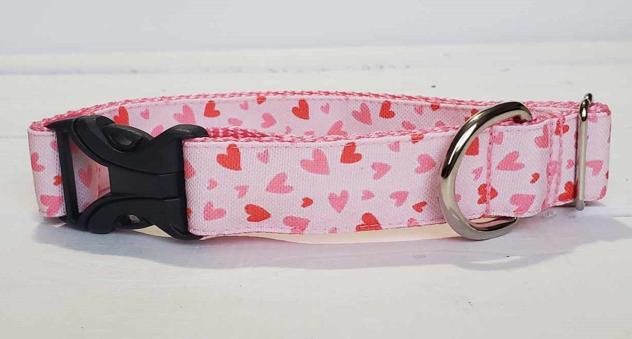 Pink Hearts Dog Collar - water & stain resistant