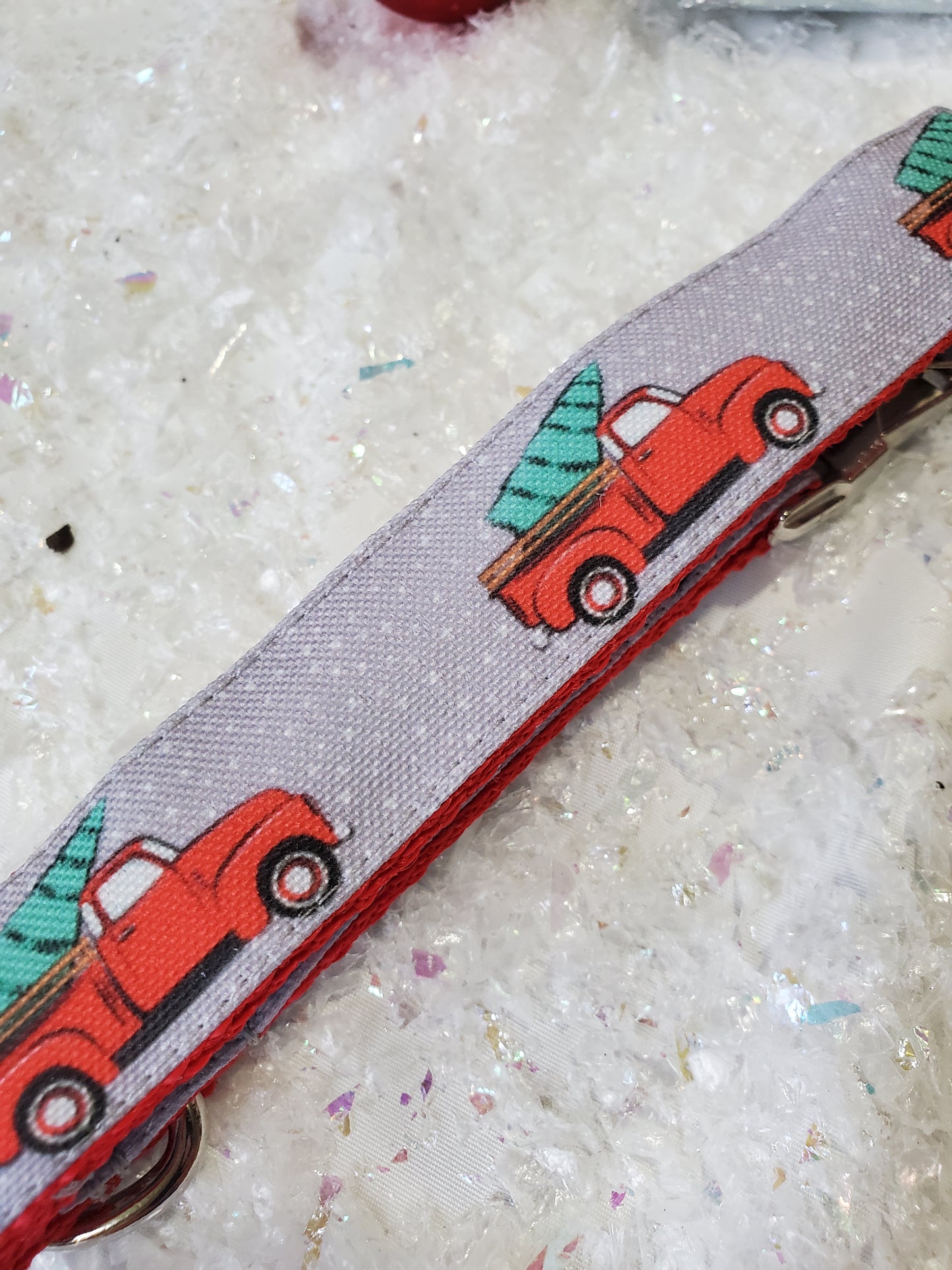 Red Trucks & Christmas Trees dog collar