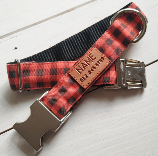 Orange Buffalo Plaid Dog Collar