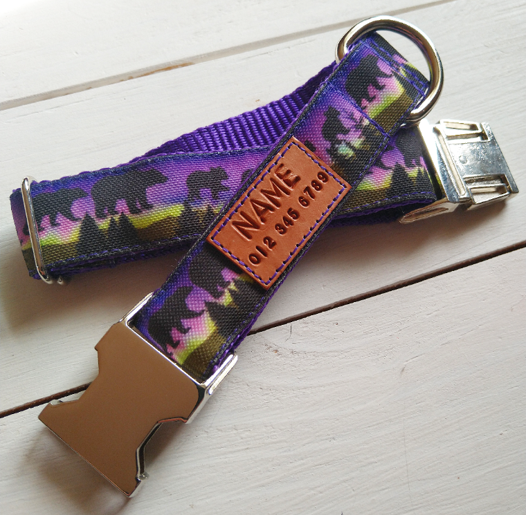 Midnight Bears dog collar