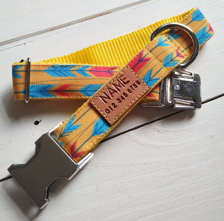 Yellow Fletching Dog Collar