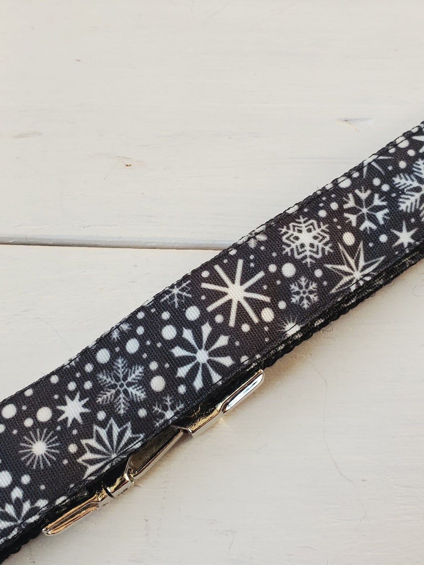 Snowflakes on Black Dog Collar