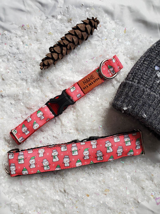 Snowmen In Hats Dog Collar