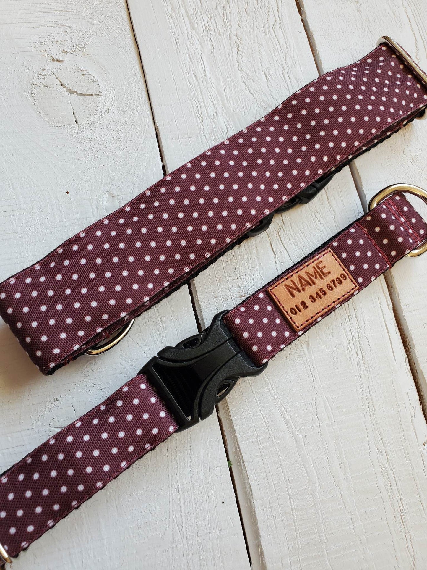 Dark Polka Dots Dog Collar