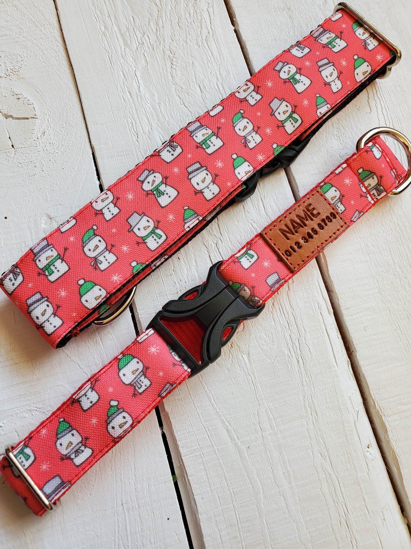 Snowmen In Hats Dog Collar