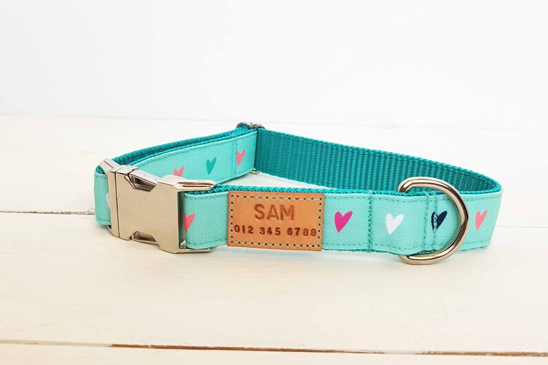 Teal Hearts collar