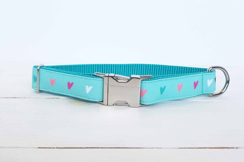 Teal Hearts collar