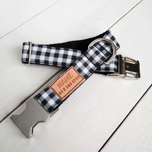 Black and White Buffalo Plaid collar