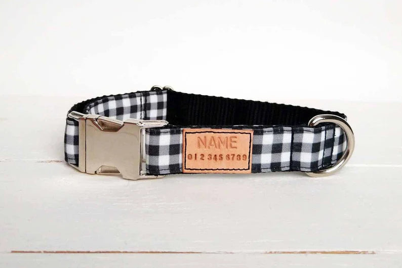 Black and White Buffalo Plaid collar